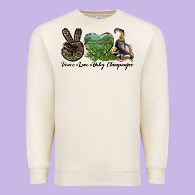 Leopard Peace Love Baby Chimpanzee Premium Sweatshirt Designed By Lillyallendesigns