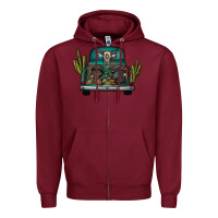 Burgundy soldier truck Zipper Hoodie - CowhideDigitalArt