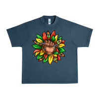 Midnight Navy black history sunflower Urban Heavy Tee - texasbilliewilder