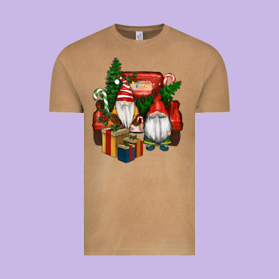 Vintage Tee Christmas Truck And Gnome