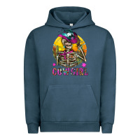 Pigment Midnight Navy Cowgirl Skeleton With Landscape Urban Hoodie - BundleAndBundleShop