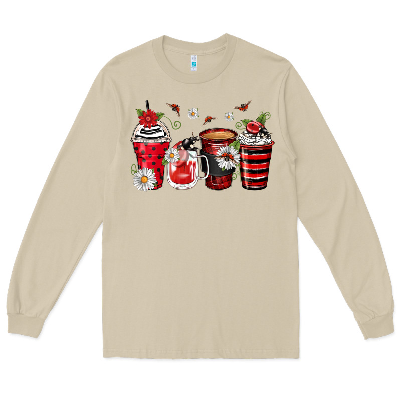 Ladybug Coffee Cups Long Sleeve Tee by Zillion Design Studio | Teevron