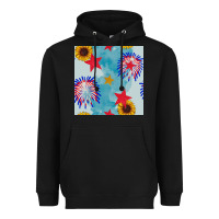 Black patriotic fireworks and sunflower Heavyweight Hoodie - BundleAndBundleShop