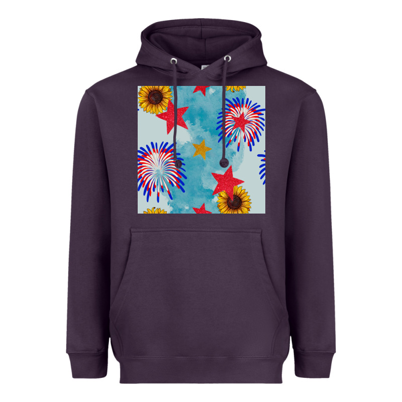 Patriotic Fireworks And Sunflower Heavyweight Hoodie by BundleAndBundleShop | Teevron