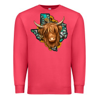 Cardinal Texas map long haired shaggy cow Premium Sweatshirt - Jasminsmagicworld