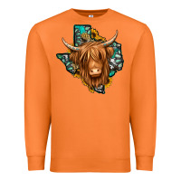 Carrot Texas map long haired shaggy cow Premium Sweatshirt - Jasminsmagicworld