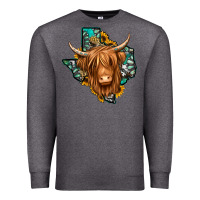 Charcoal Heather Texas map long haired shaggy cow Premium Sweatshirt - Jasminsmagicworld