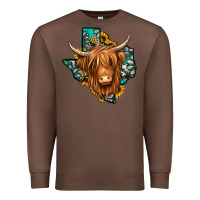 Chestnut Texas map long haired shaggy cow Premium Sweatshirt - Jasminsmagicworld