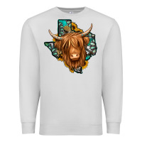 Dove Grey Texas map long haired shaggy cow Premium Sweatshirt - Jasminsmagicworld
