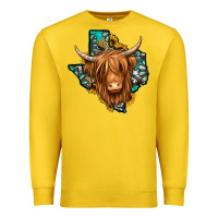 Lemon Texas map long haired shaggy cow Premium Sweatshirt - Jasminsmagicworld