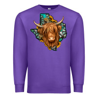 Purple Texas map long haired shaggy cow Premium Sweatshirt - Jasminsmagicworld