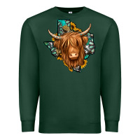 Sports Green Texas map long haired shaggy cow Premium Sweatshirt - Jasminsmagicworld