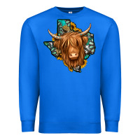 True Royal Texas map long haired shaggy cow Premium Sweatshirt - Jasminsmagicworld