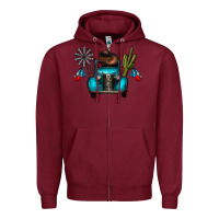 Burgundy texas truck Zipper Hoodie - CowhideDigitalArt