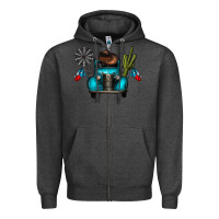 Charcoal Heather texas truck Zipper Hoodie - CowhideDigitalArt