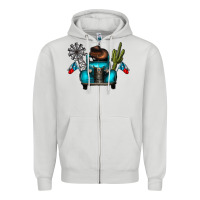 Dove Grey texas truck Zipper Hoodie - CowhideDigitalArt
