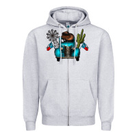 Heather Grey texas truck Zipper Hoodie - CowhideDigitalArt