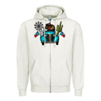Oatmeal Heather texas truck Zipper Hoodie - CowhideDigitalArt