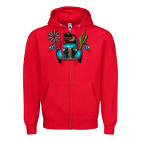 Red texas truck Zipper Hoodie - CowhideDigitalArt
