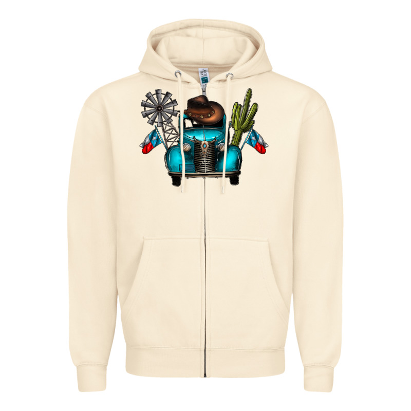 Texas Truck Zipper Hoodie by CowhideDigitalArt | Teevron