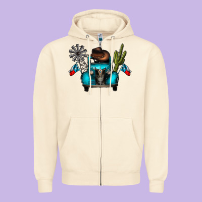 Texas Truck Zipper Hoodie Designed By Cowhidedigitalart