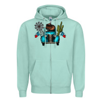 Seafoam texas truck Zipper Hoodie - CowhideDigitalArt