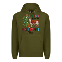 Army Green rockin around the christmas tree Premium Hoodie - MaliasSmallBusiness