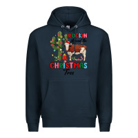 Navy rockin around the christmas tree Premium Hoodie - MaliasSmallBusiness