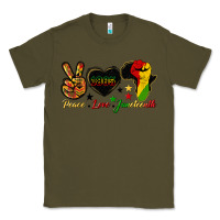 Army Green peace love juneteenth raised fist Classic Tee - HRA Design Shop