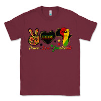 Burgundy peace love juneteenth raised fist Classic Tee - HRA Design Shop