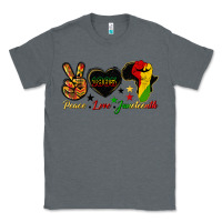 Charcoal Heather peace love juneteenth raised fist Classic Tee - HRA Design Shop