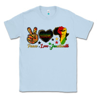Dusty Blue peace love juneteenth raised fist Classic Tee - HRA Design Shop