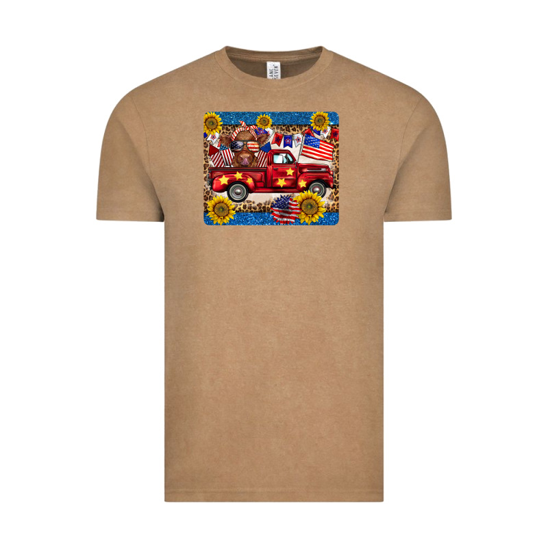 4th Of July Truck Cow Mousepad Vintage Tee by BarkalooDesign | Teevron