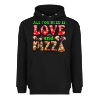 Black all you need is love and pizza Heavyweight Hoodie - AdoDesignShop