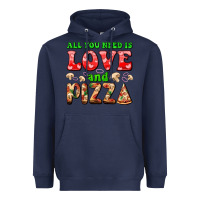 Navy all you need is love and pizza Heavyweight Hoodie - AdoDesignShop