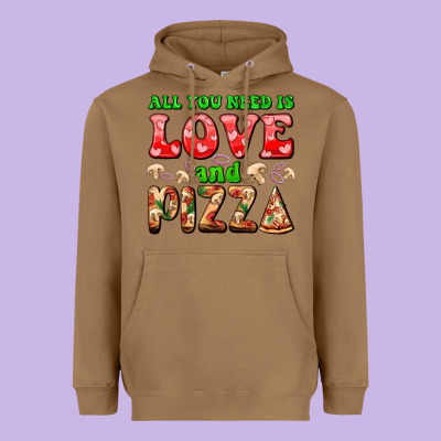 All You Need Is Love And Pizza Heavyweight Hoodie Designed By Adodesignshop