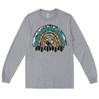 Heather Grey western mama rainbow Long Sleeve Tee - RanaPortraitStore