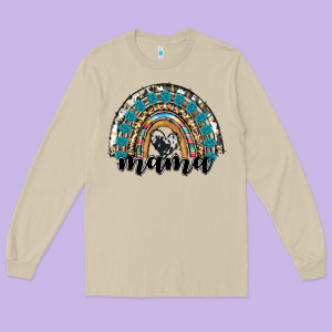 Western Mama Rainbow Long Sleeve Tee Designed By Ranaportraitstore