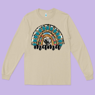Western Mama Rainbow Long Sleeve Tee Designed By Ranaportraitstore