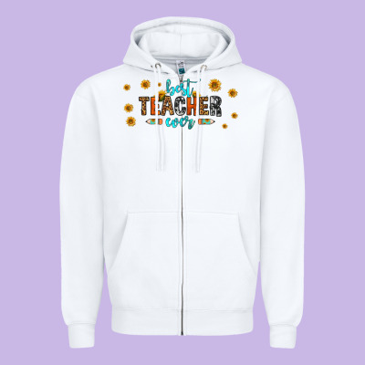 Best Teacher Ever 16oz Libbey Glass Zipper Hoodie Designed By Hra Design Shop