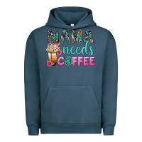 Pigment Midnight Navy Mama Needs Coffee Bbs Urban Hoodie - BundleAndBundleShop