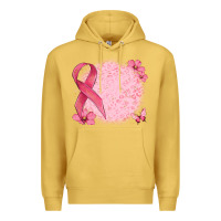 Antique Gold customized breast cancer ribbon and background Premium Hoodie - MaliasSmallBusiness