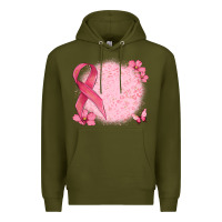Army Green customized breast cancer ribbon and background Premium Hoodie - MaliasSmallBusiness