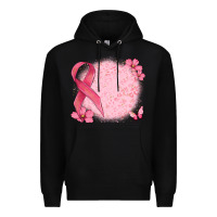 Black customized breast cancer ribbon and background Premium Hoodie - MaliasSmallBusiness