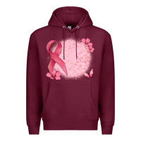 Burgundy customized breast cancer ribbon and background Premium Hoodie - MaliasSmallBusiness