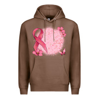 Chestnut customized breast cancer ribbon and background Premium Hoodie - MaliasSmallBusiness