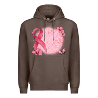 Coffee customized breast cancer ribbon and background Premium Hoodie - MaliasSmallBusiness