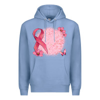 Colony Blue customized breast cancer ribbon and background Premium Hoodie - MaliasSmallBusiness