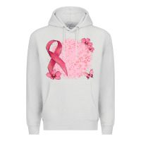 Dove Grey customized breast cancer ribbon and background Premium Hoodie - MaliasSmallBusiness