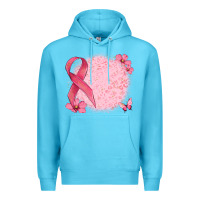 Ocean Blue customized breast cancer ribbon and background Premium Hoodie - MaliasSmallBusiness